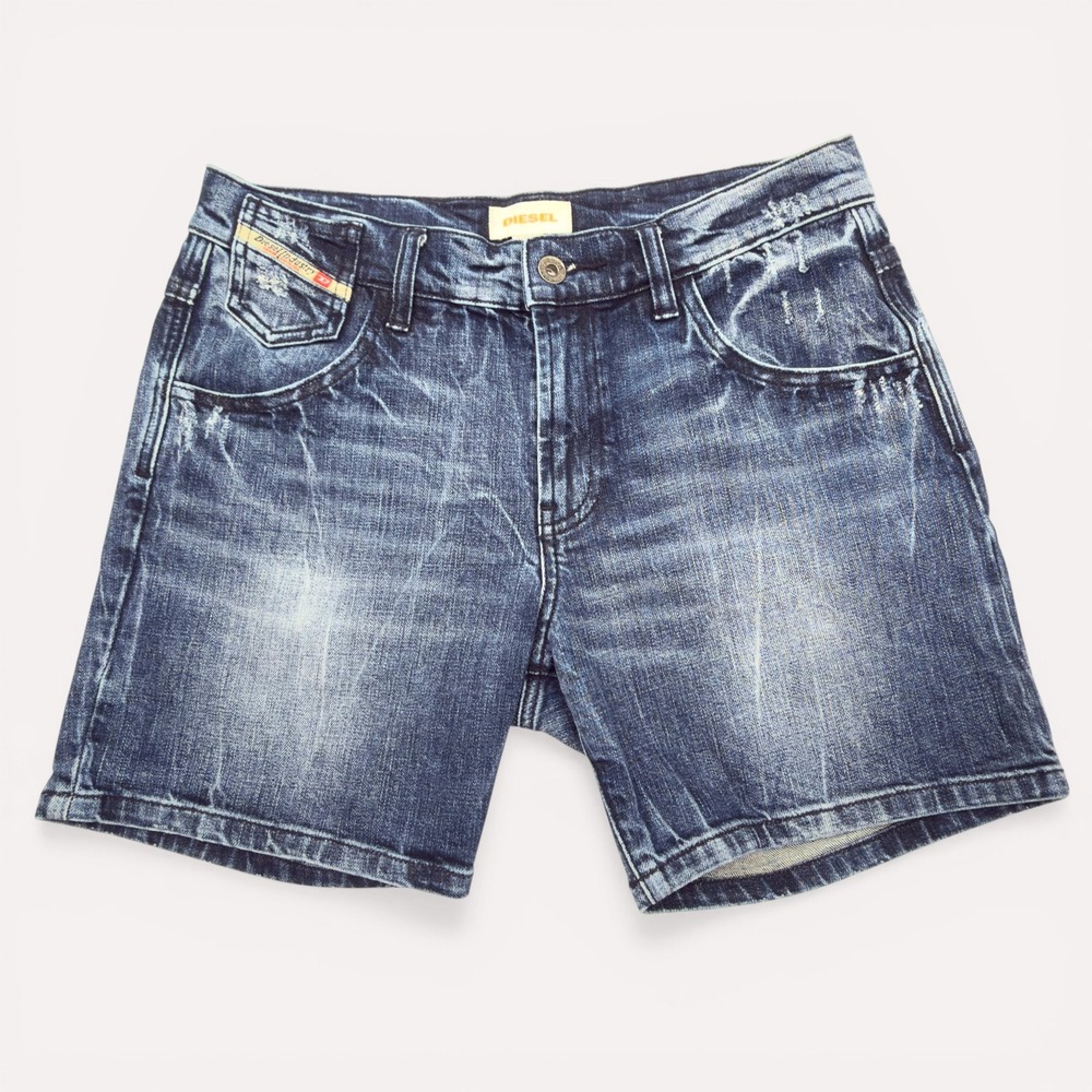 Diesel Denim Shorts Womens 27 Y2K Low Rise Distressed Stretch Jean Shorts Grunge